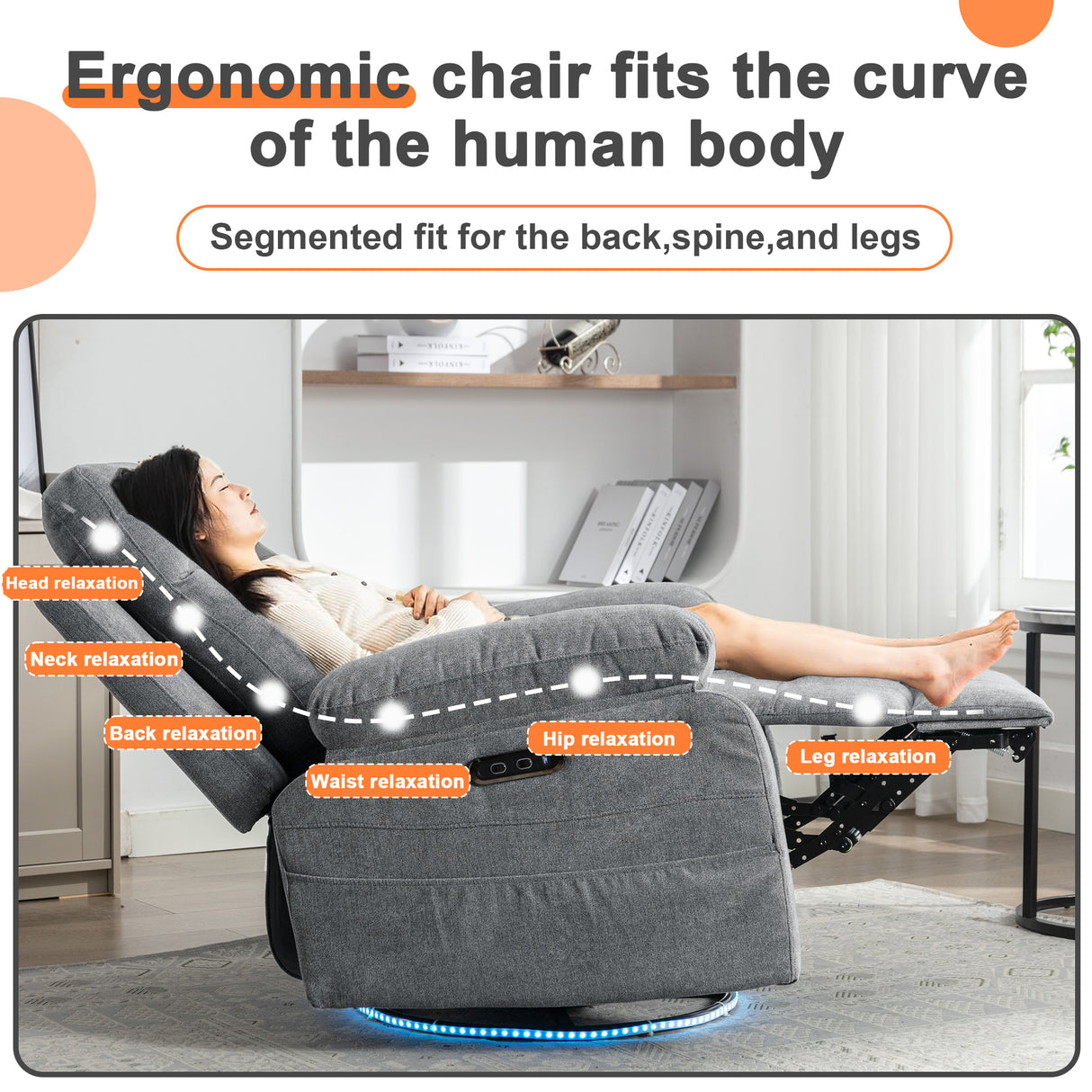 270 degree rotating electric recliner speaker with LED light, USB+C charging port, extendable foot pedal, adjustable backrest - V.I.P Digital Presence
