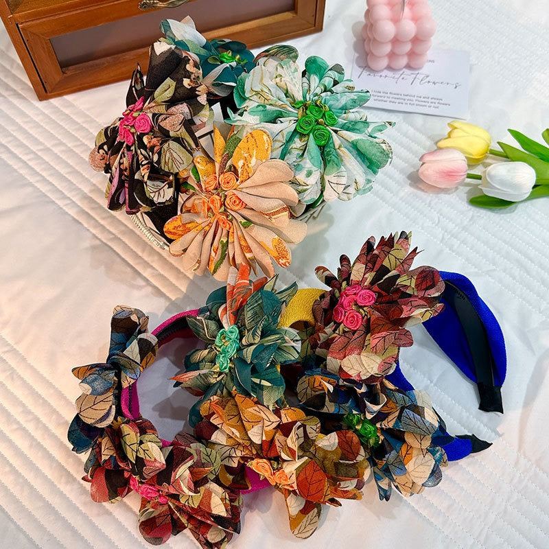 Handmade Fabric Flower Women's Wide Edge Pressed Hair Hoop - V.I.P Digital Presence