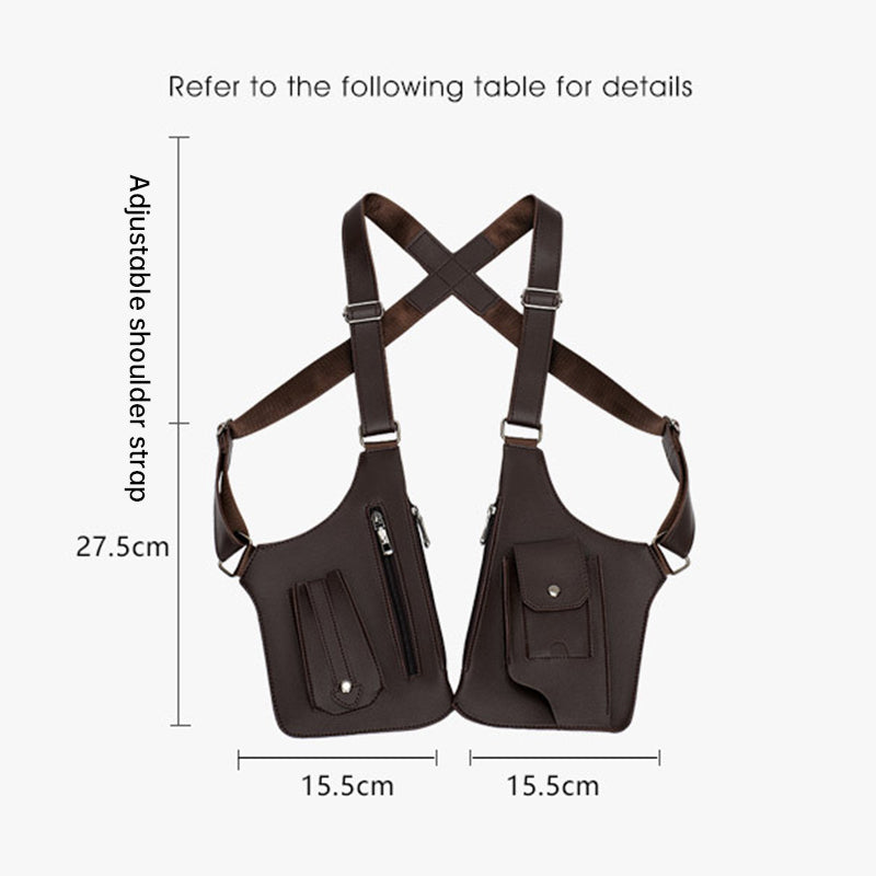 A medieval - style leather harness bag that is an anti - theft wallet, phone pouch, and suitable for men's Viking cosplay. - V.I.P Digital Presence