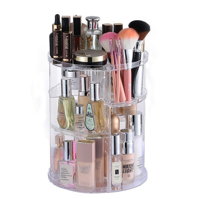 Rotating cosmetic storage box transparent desktop display rack dressing table makeup brush skincare product storage rack - V.I.P Digital Presence