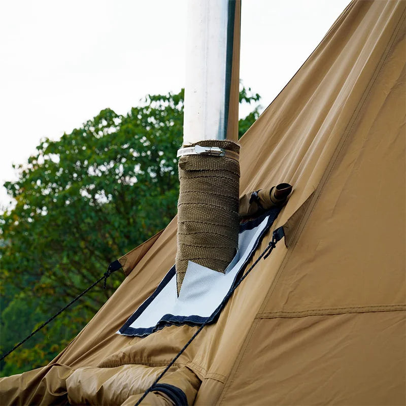 Tent Stove Fireproof Ribbon With Adjustable 2 Clamps Exhaust Insulation Wrapping Gear Stove Tube Fireproof Pipe Wrap 5m*5cm - V.I.P Digital Presence