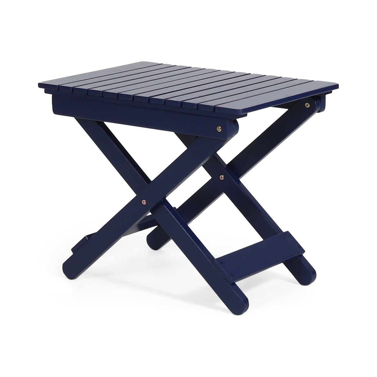 Outdoor Folding Wooden Side Table, Navy Blue, 15"D x 22.75"W x 18.25"H - V.I.P Digital Presence