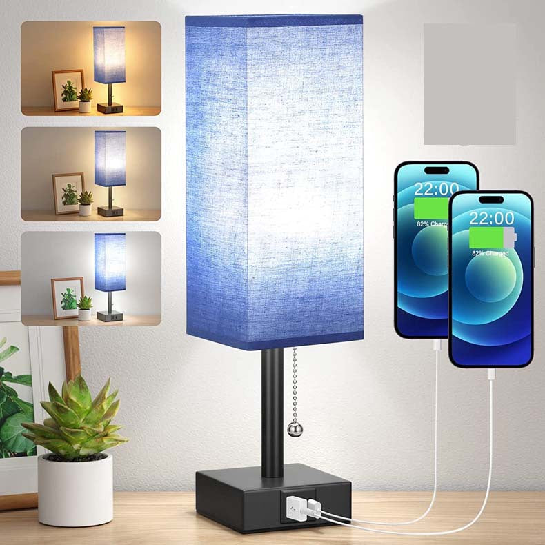 Linen 90 square desk lamp zipper switch three color temperature variable light A+C USB charging - V.I.P Digital Presence
