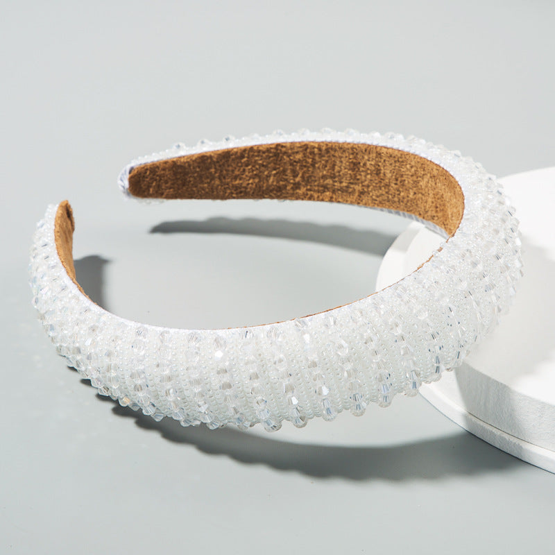 Hair Hoop Hand Woven Beaded Head Hoop Female Baroque Sponge Hair Bundle Korean Style Of The Net Red Face Wash Hair Accessories - V.I.P Digital Presence