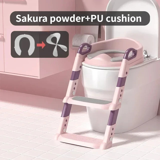Stair Style Children's Toilet Boy and Girl Baby Toilet Folding Rack Step Stool Child Step Toilet Seat Ring Baby Potty Toilets - V.I.P Digital Presence