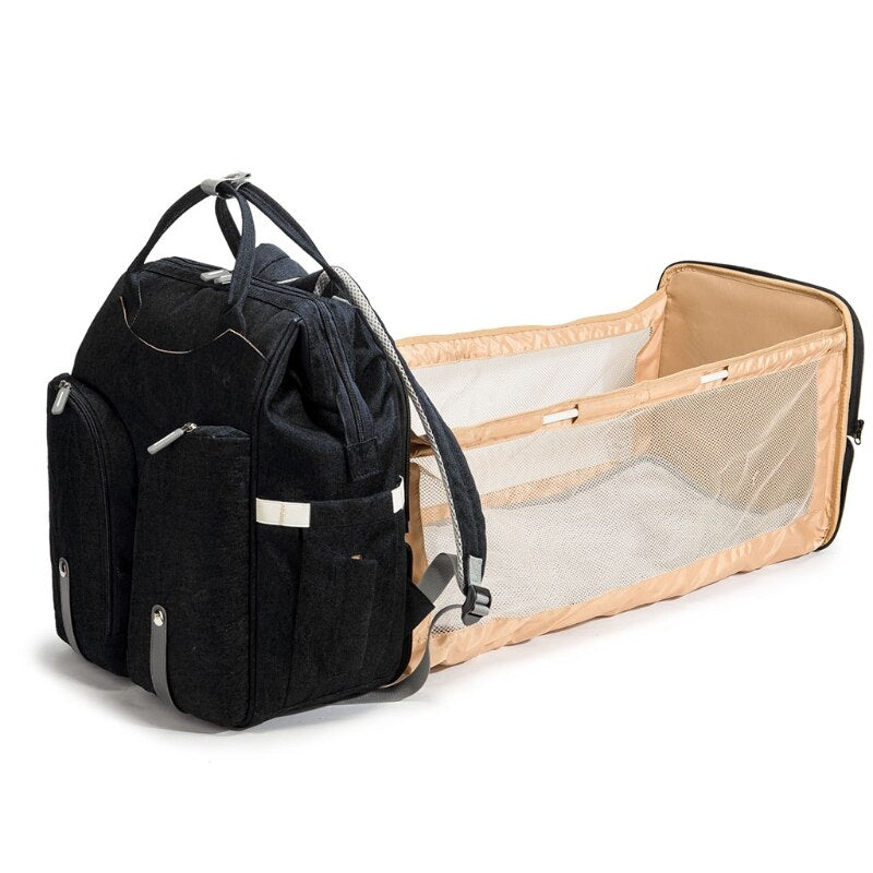 Baby Infant Nappy Changing Bag Portable Large Capacity Folding Crib Diaper Backpack Stroller Straps Pad for Travel Outdoor 28GD - V.I.P Digital Presence