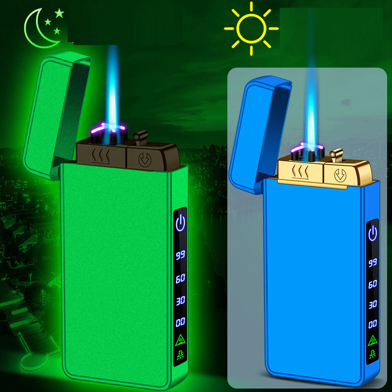 Gas electric triple fire metal windproof inflatable charging lighter personalized and creative trendy gift for boyfriend - V.I.P Digital Presence