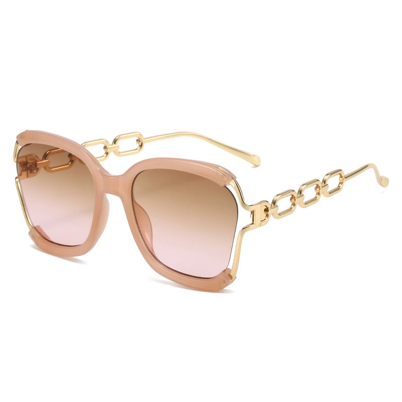 Chains Sunglasses European and American Street Photography Fashion Trend Metal Hollow Brushed Glasses UV400 - V.I.P Digital Presence