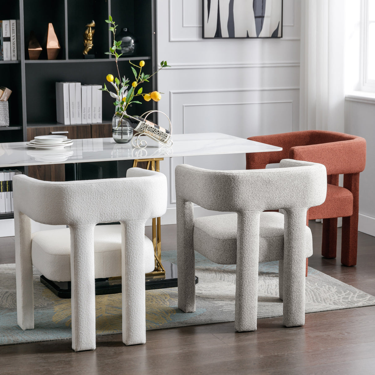 Contemporary Designed Fabric Upholstered Accent Chair Dining Chair for Living Room, Bedroom, Dining Room, Beige - V.I.P Digital Presence