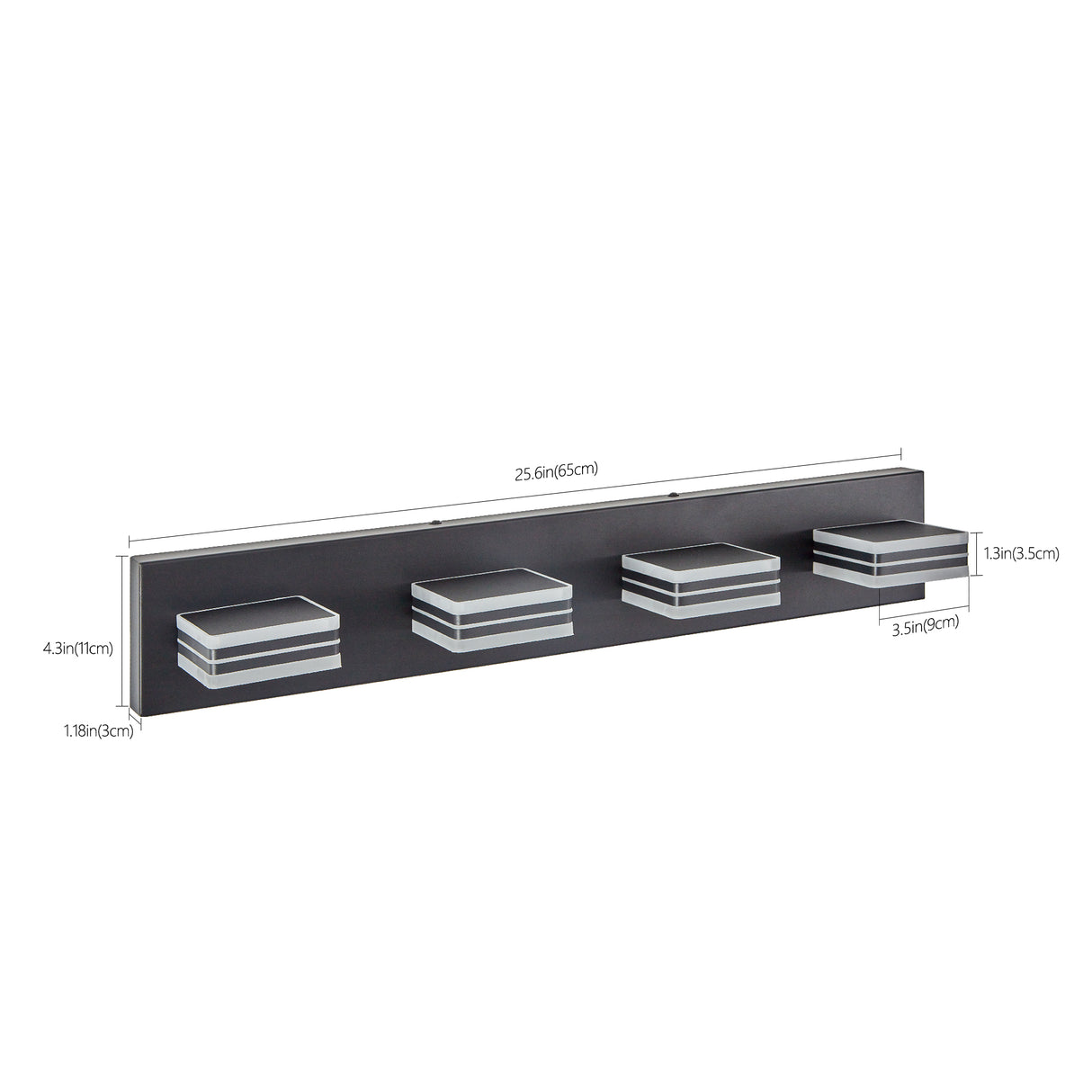 LED Modern Black Vanity Lights, 4-Lights Acrylic Matte Black Bathroom Vanity Lights Over Mirror - V.I.P Digital Presence