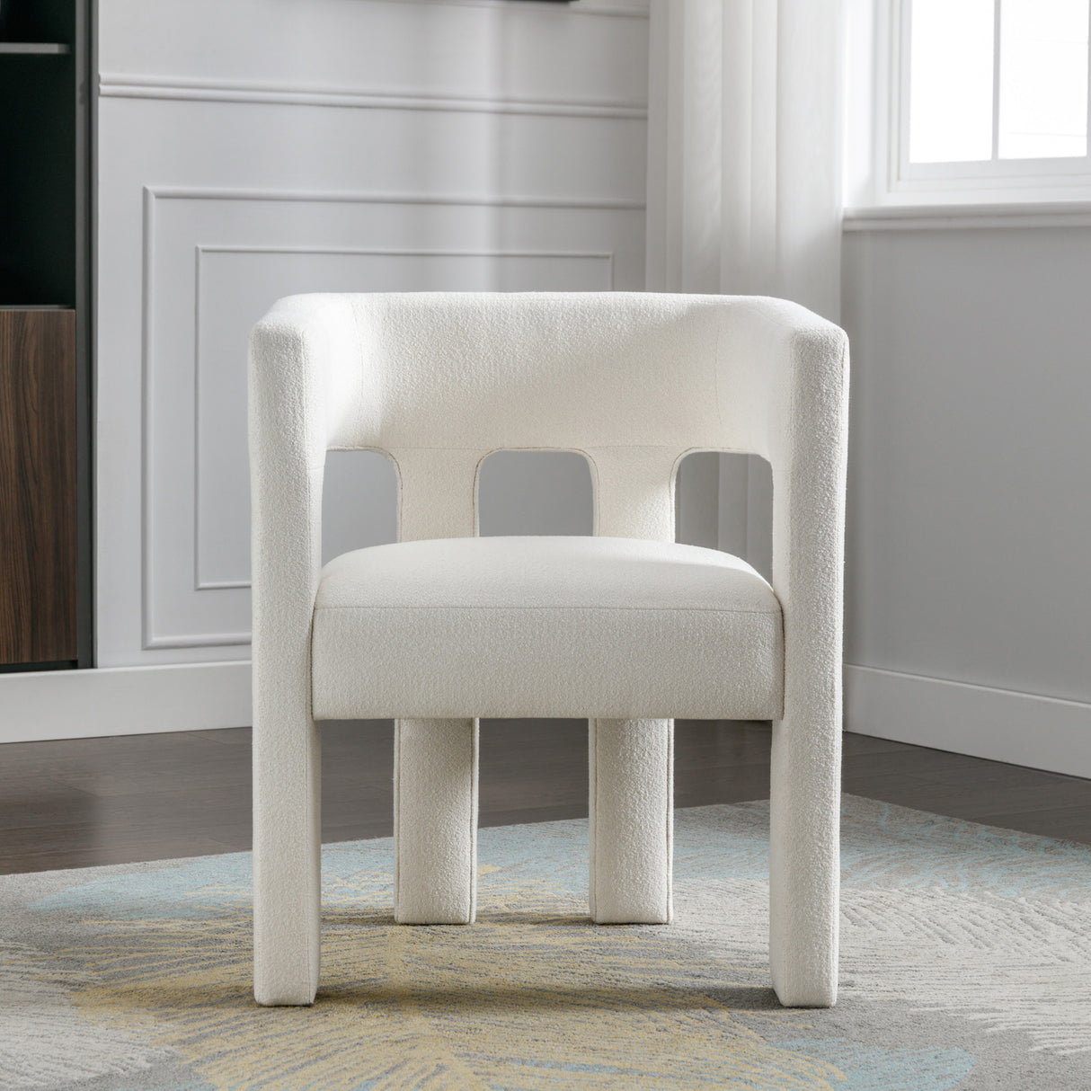 Contemporary Designed Fabric Upholstered Accent Chair Dining Chair for Living Room, Bedroom, Dining Room, Beige - V.I.P Digital Presence