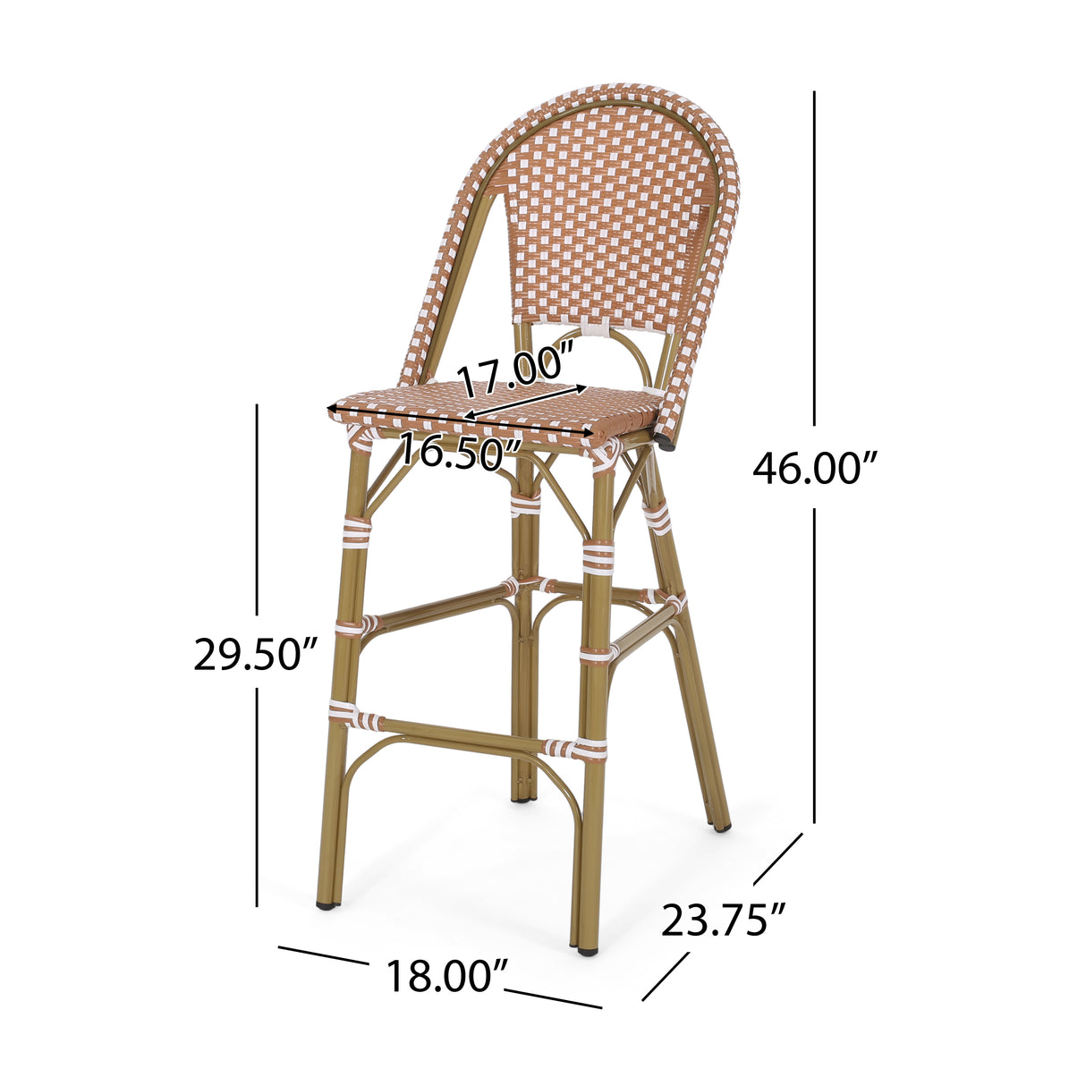 Wicker Bar Stool with Aluminum Frame (Set of 2) - V.I.P Digital Presence