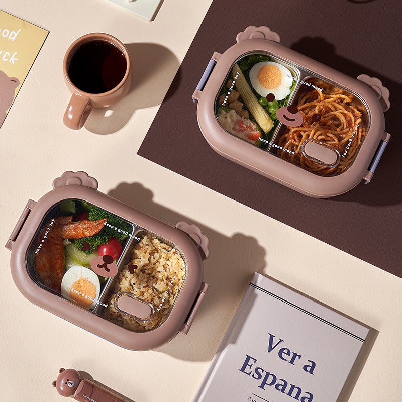 Creative cute bear stainless steel compartment insulation lunch box lunch box - V.I.P Digital Presence