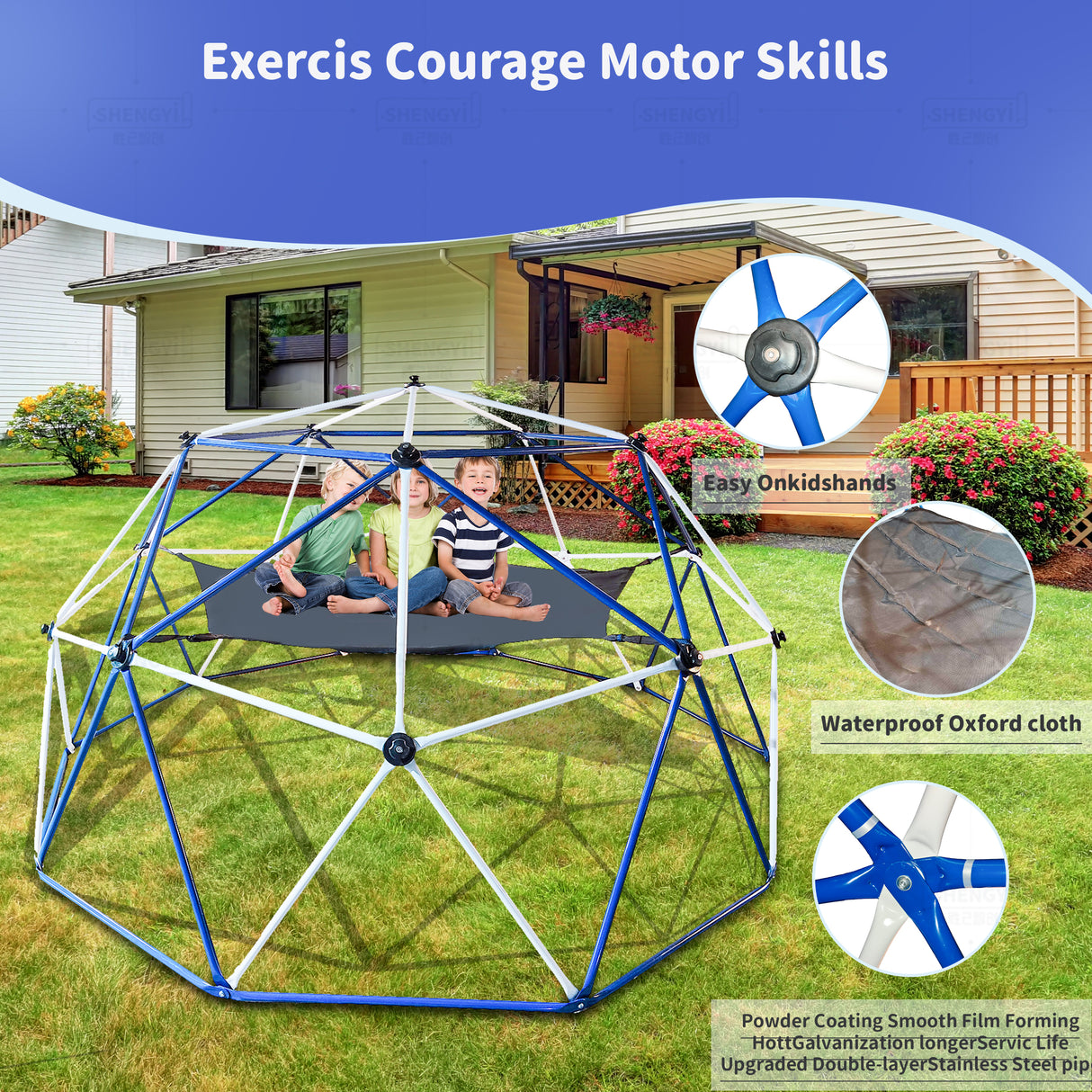 10FT Climbing Dome for Kids Jungle Gym Apply To Park Dome Climber With Hammock Playground Equipment - V.I.P Digital Presence