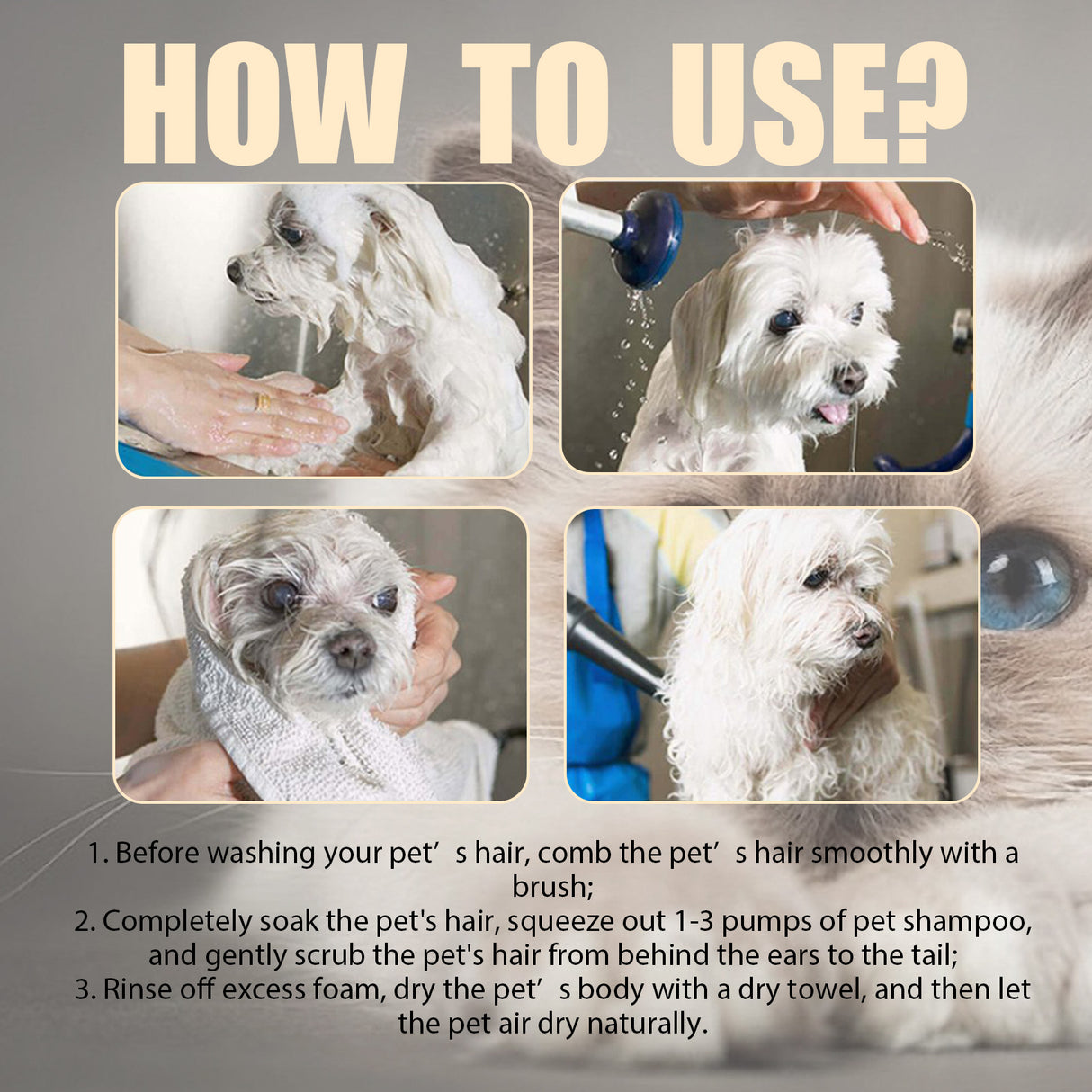 Pet Shampoo, Gentle Cleansing Of Pet Cat And Dog Hair With Smooth Unknotted Shampoo - V.I.P Digital Presence