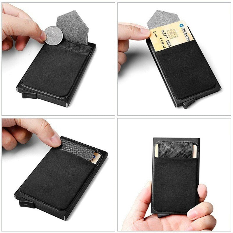 Business Men Credit Card Wallet Aluminum Cash ID Card Holder Case Blocking Slim Metal Wallet Coin Purse Black - V.I.P Digital Presence