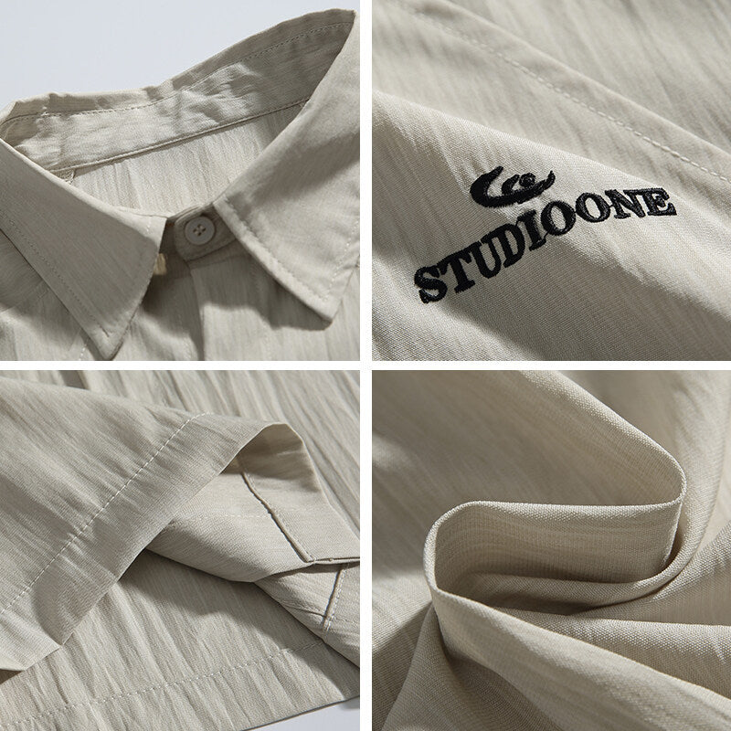 Pocket embroidery workwear short sleeved shirt men's and women's loose half sleeved shirt - V.I.P Digital Presence