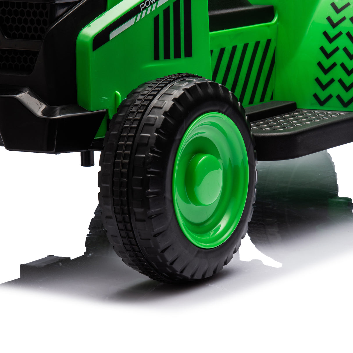 12V children ride the electric tractor "Black Knight" with a detachable storage tugboat and power display screen. - V.I.P Digital Presence