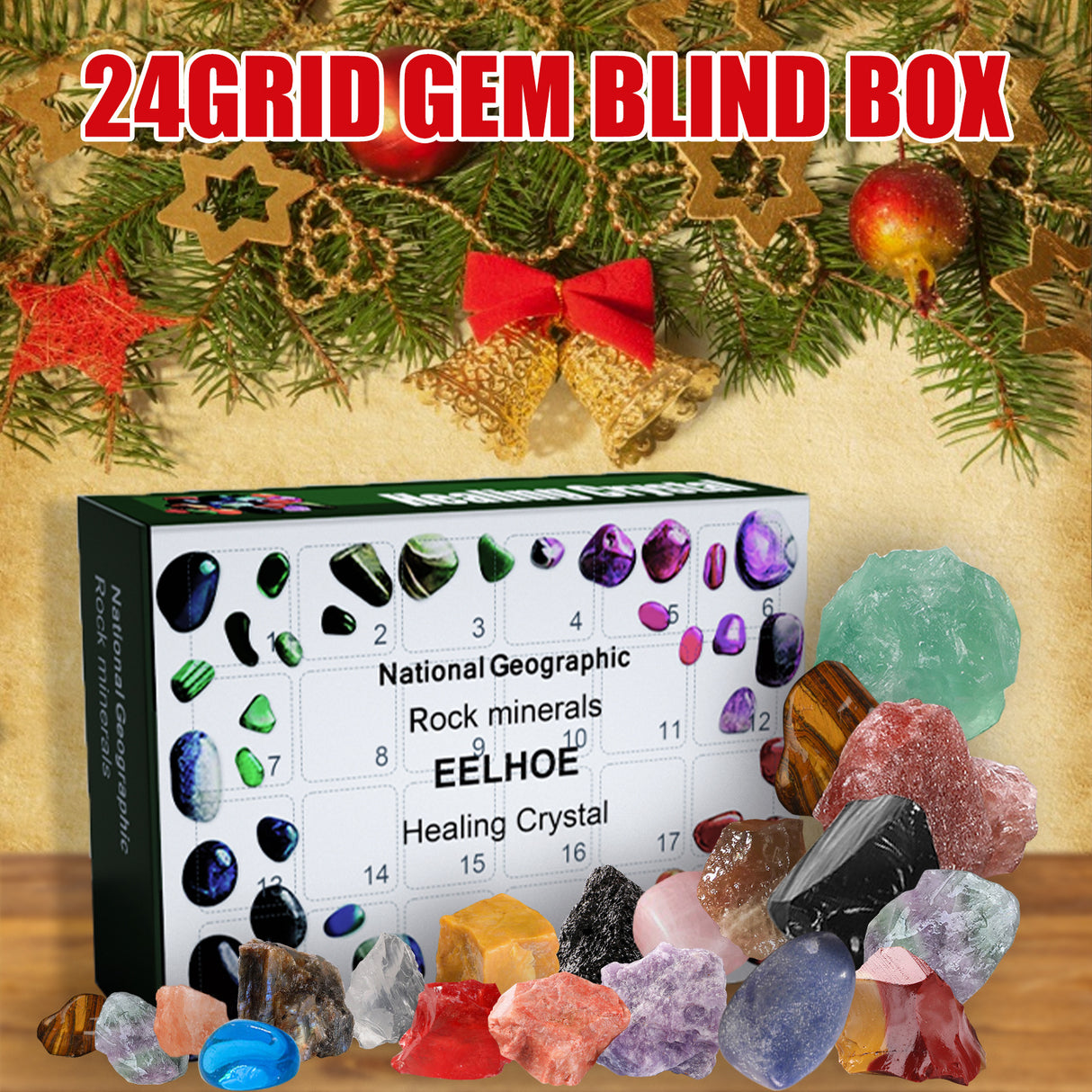 24 Grid Ore Blind Box, Green Christmas Surprise Guess Small Gift Blind Box - V.I.P Digital Presence