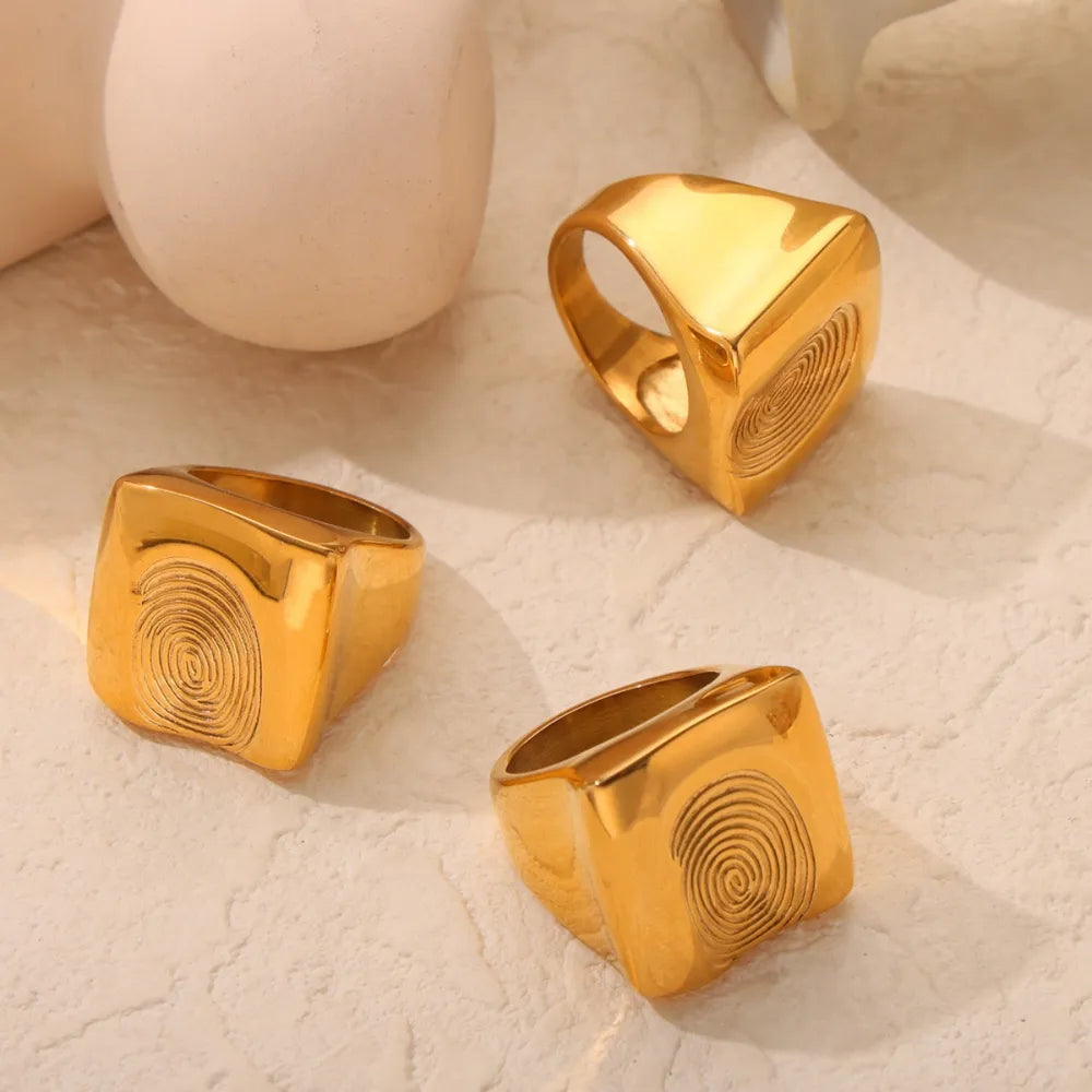 Titanium Steel Fingerprint Signet Ring - V.I.P Digital Presence