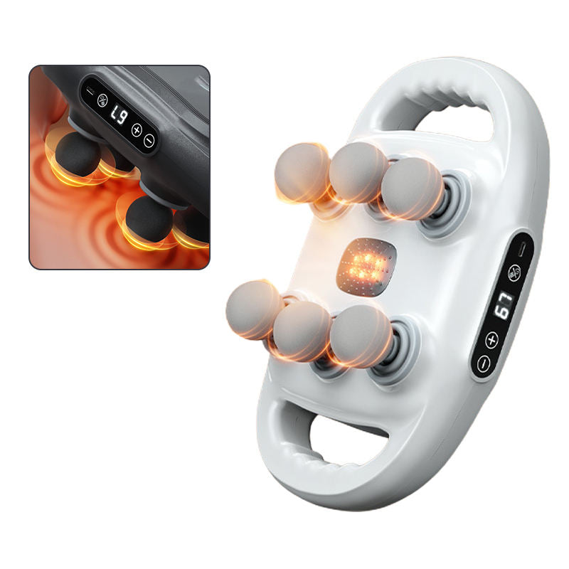 Vibrator Heated Fascial Gun Kneading Massage 6 Head Back Massage Gun For Muscles - V.I.P Digital Presence