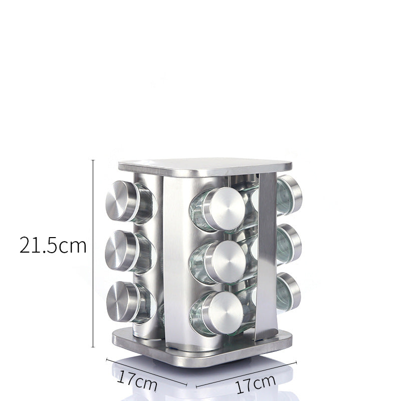 Kitchen articles rotating seasoning rack domestic rotating seasoning tank stainless iron spices seasoning box set - V.I.P Digital Presence