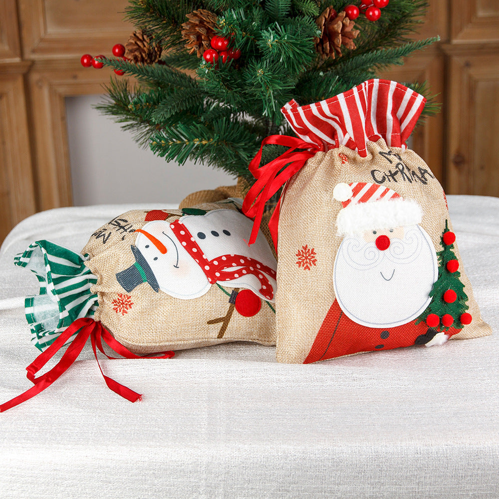 Christmas decorations, burlap gift bags, candy bags, apple bags, cartoon Christmas gift bags - V.I.P Digital Presence