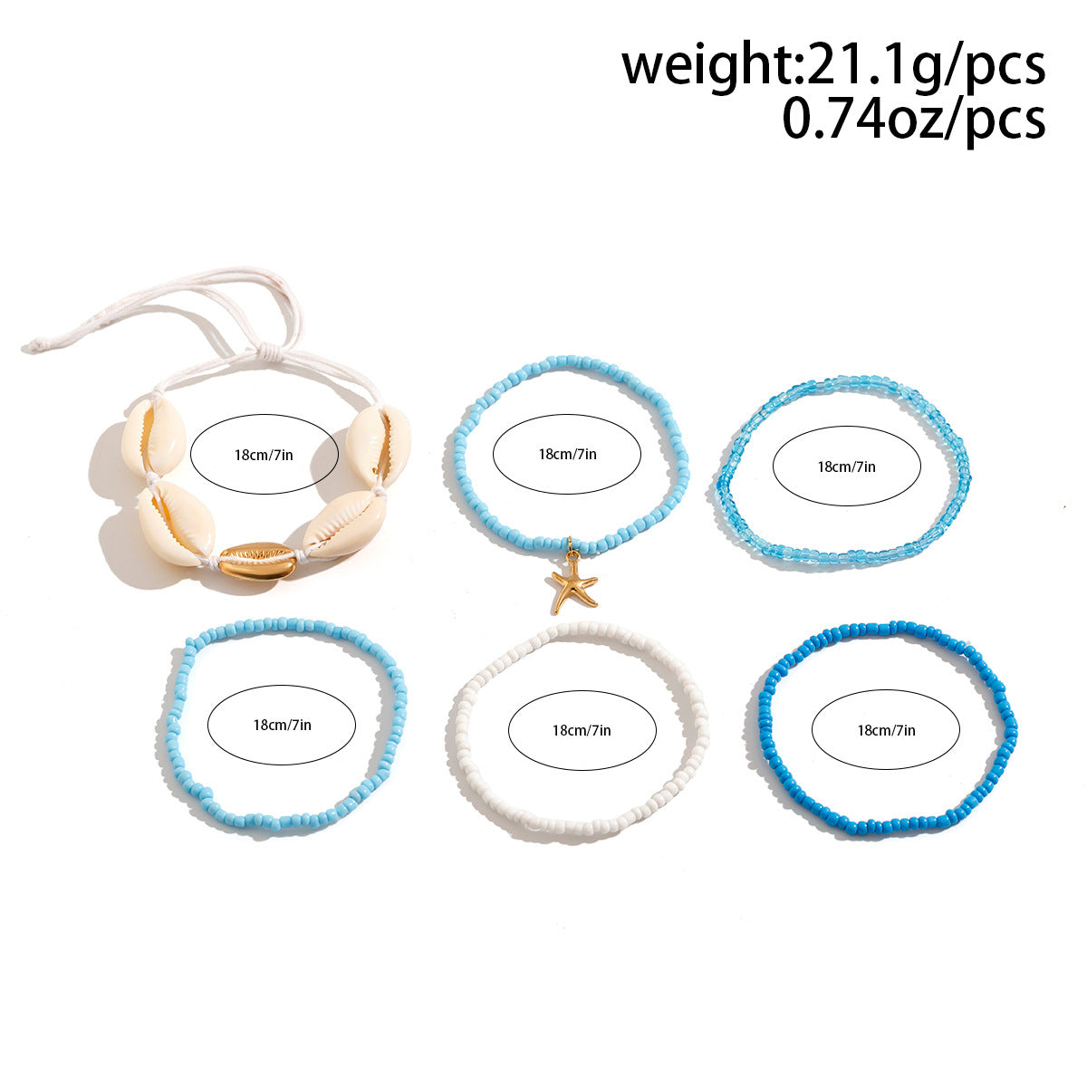 Bohemian vacation style shell rice bead bracelet Bracelet beach starfish bead set for women - V.I.P Digital Presence