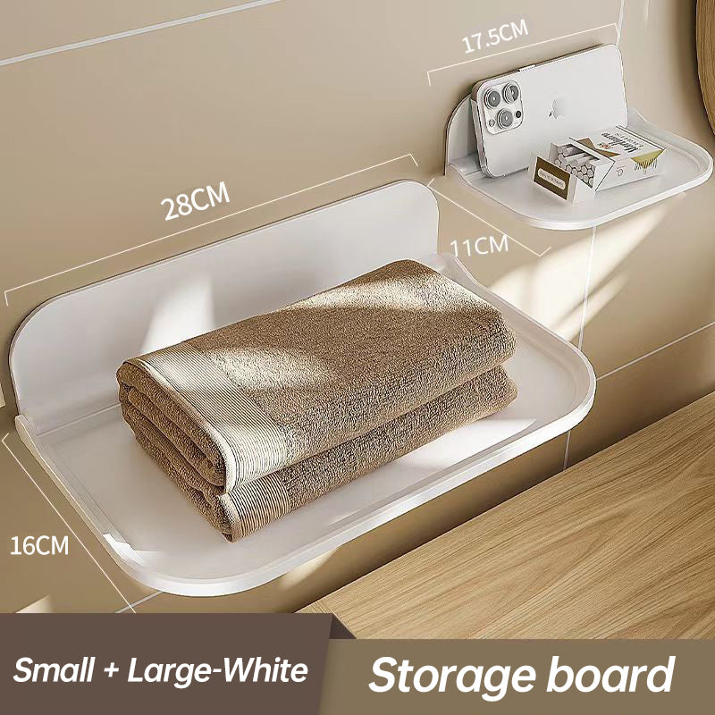 New Foldable Punch - Free Wall - mounted Plastic Floating Shelf for Bathroom and Toilet, Ideal for Towel and Clothes Storage - V.I.P Digital Presence