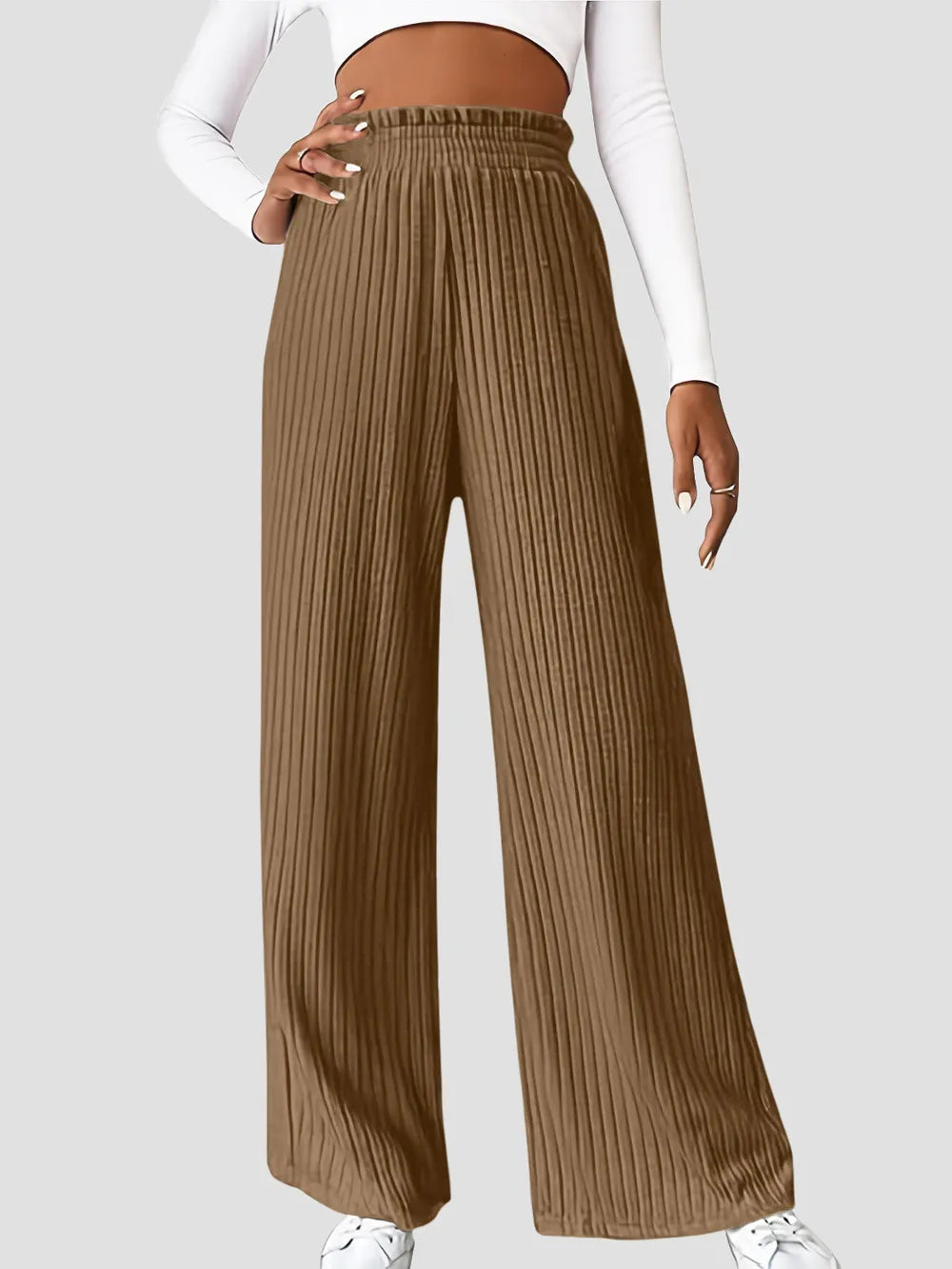 Ribbed High Waist Pants - V.I.P Digital Presence