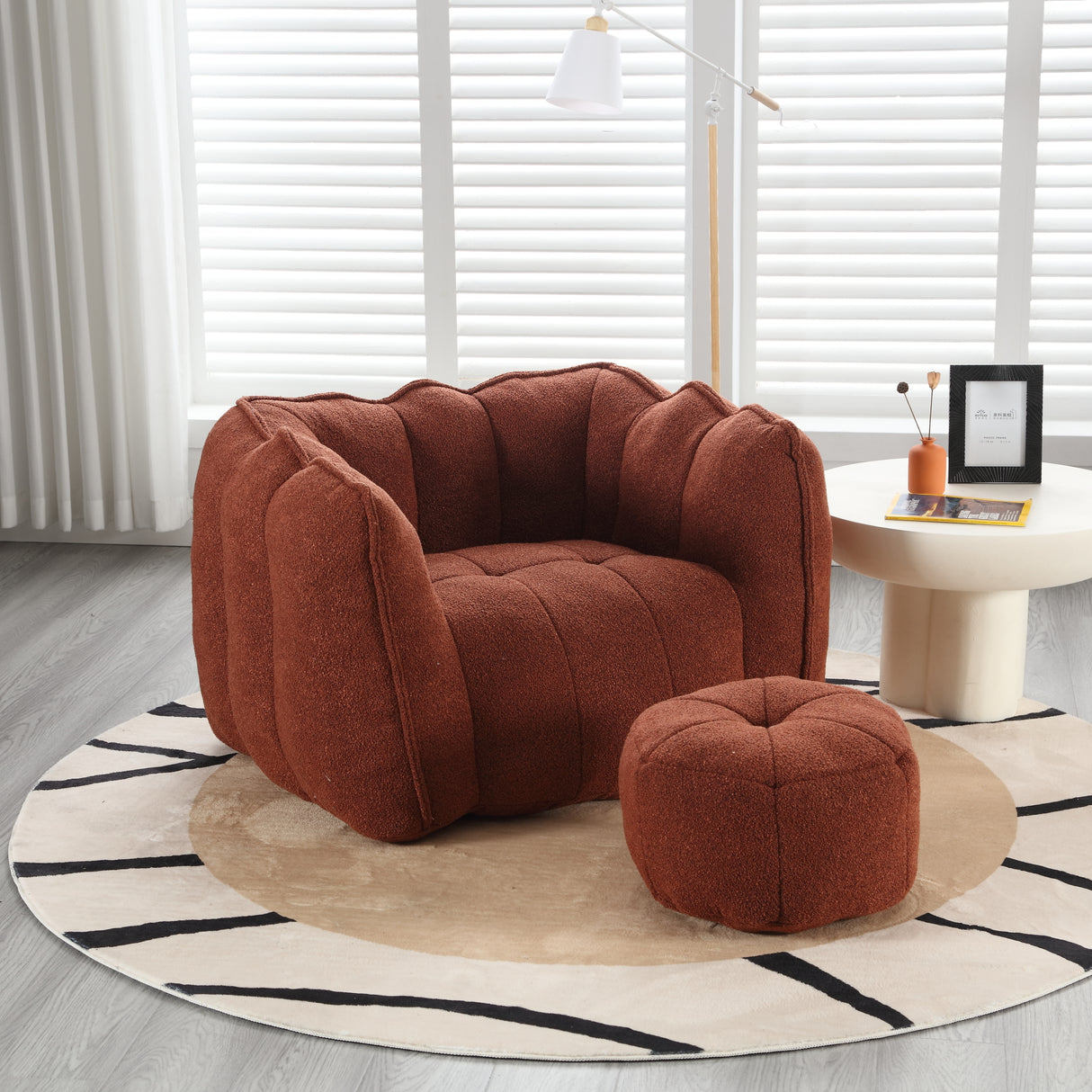 Soft Bean Bag Chair with High Resilient Foam(Chips)for living room and bedroom Comfortable Square Lazy Sofa with Footstool - V.I.P Digital Presence