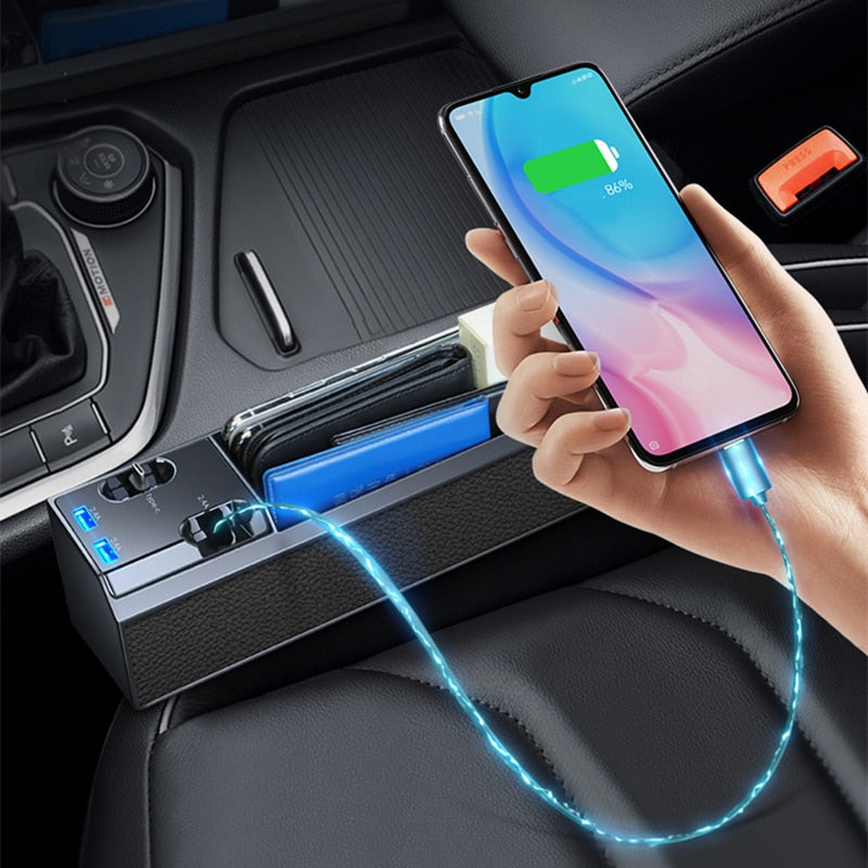 Fast Charging Car Seat Crevice Storage Box Seat Gap Slit Pocket Catcher Organizer Universal Car Seat Organizer Card Phone Holder - V.I.P Digital Presence