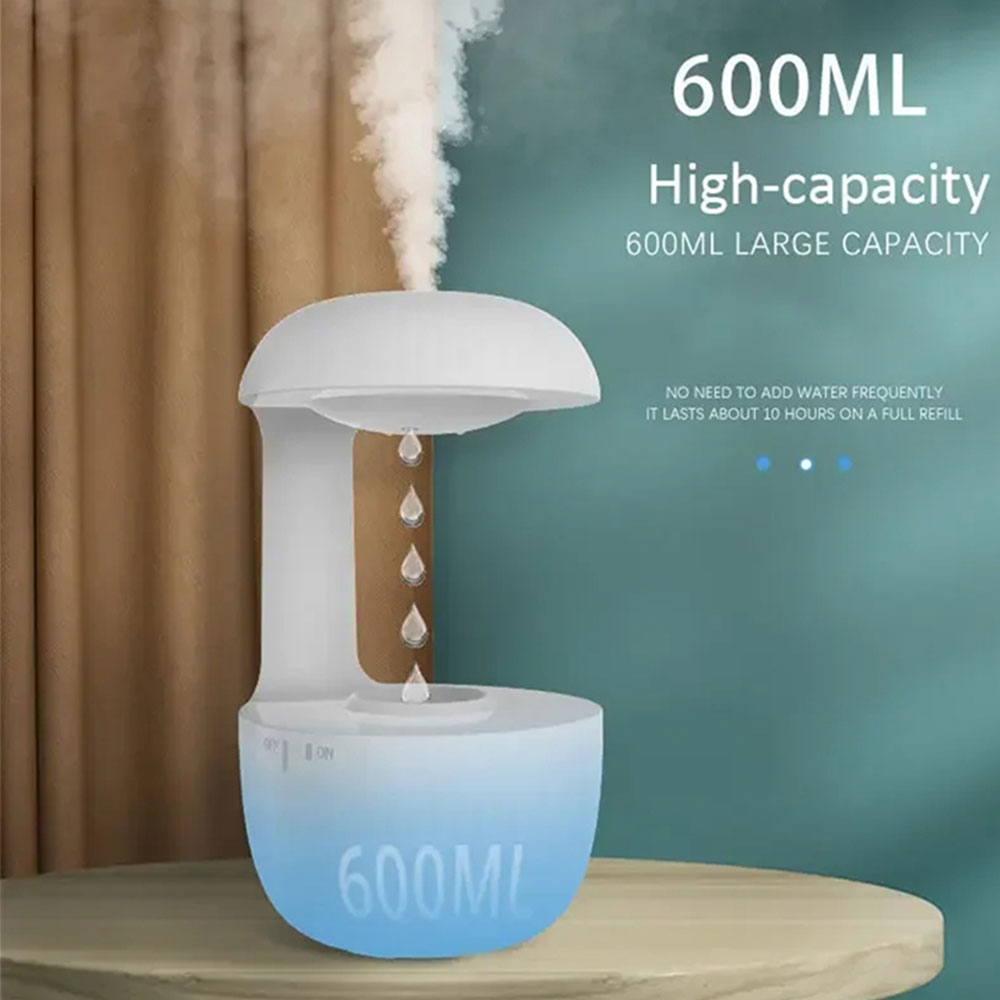 600ml Water Drop Humidifier Essential Oil Aromatherapy Diffuser Home Office Desktop Mute Ultrasonic Sprayer - V.I.P Digital Presence