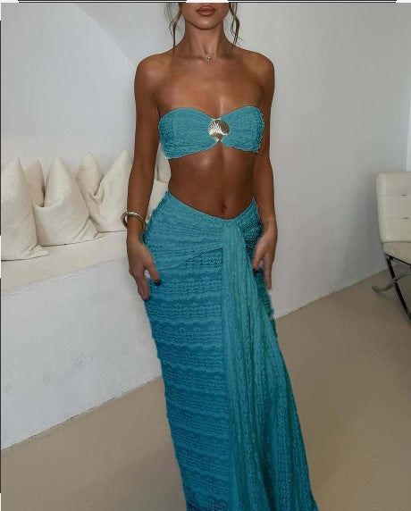 Lace Jacquard Vacation Seaside Leisure Swimsuit Two Piece Set - V.I.P Digital Presence