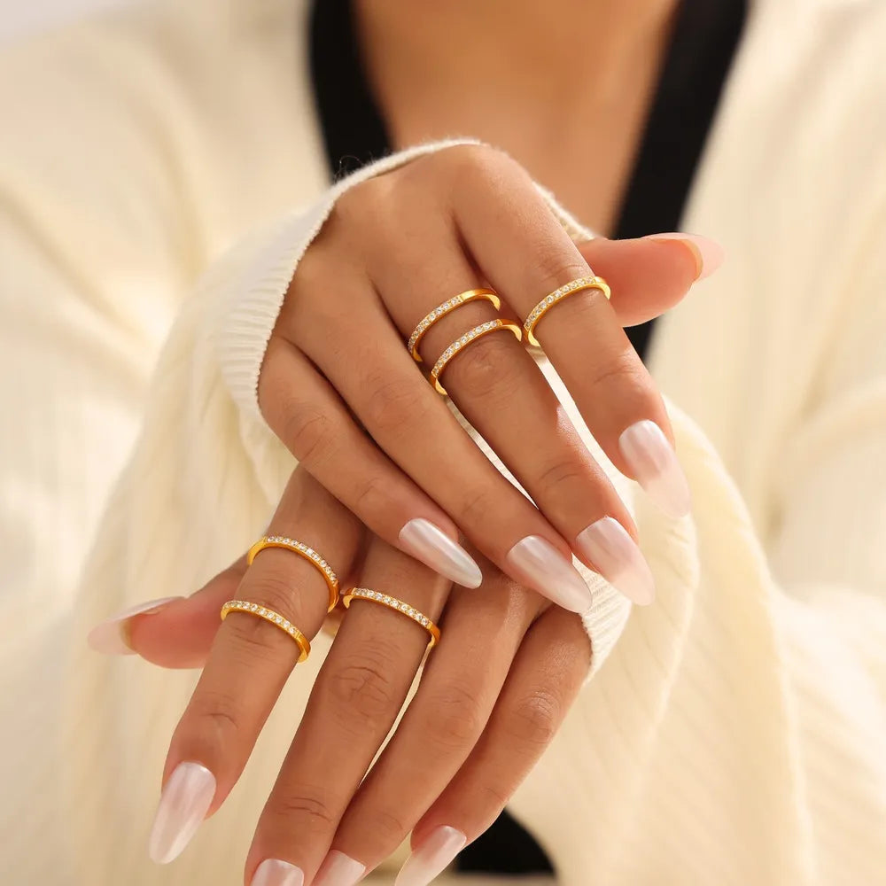Zircon fine ring stackable accessory niche and simple titanium steel PVD plated ring for women - V.I.P Digital Presence