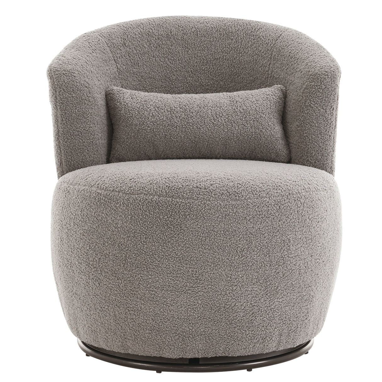 Grey Plush Swivel Accent Chair - Contemporary Round Armchair with 360° Rotation and Metal Base for Living Room Elegance - V.I.P Digital Presence