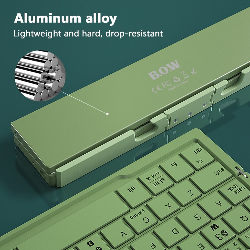 Mini teclado plegable inalámbrico compatible con Bluetooth, teclado plegable para computadora portátil, Windows, Android, tableta, iPad y teléfono.
