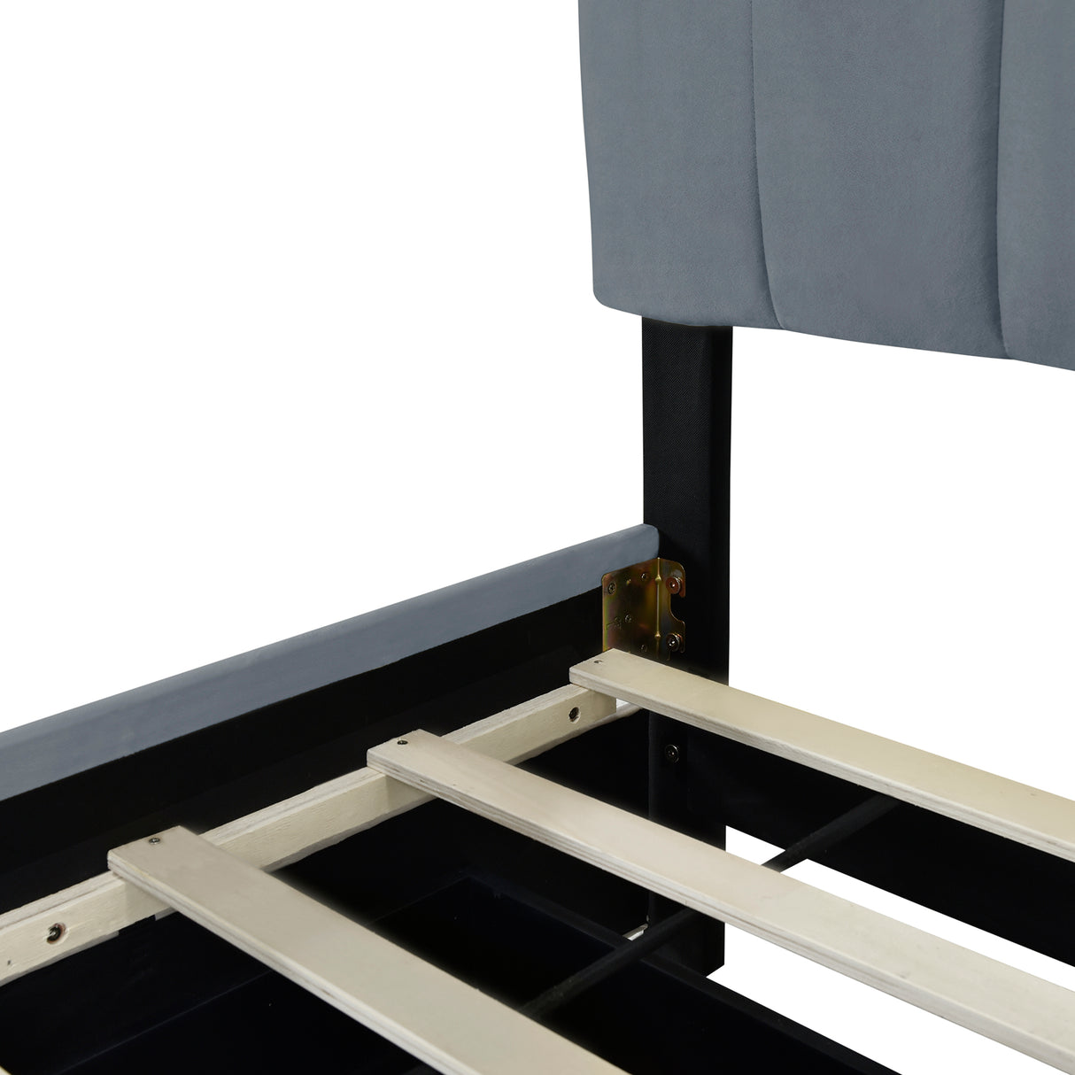 Queen Size Velvet Upholstered Platform Bed with 2 Drawers and 1 Twin XL Trundle- Gray - V.I.P Digital Presence