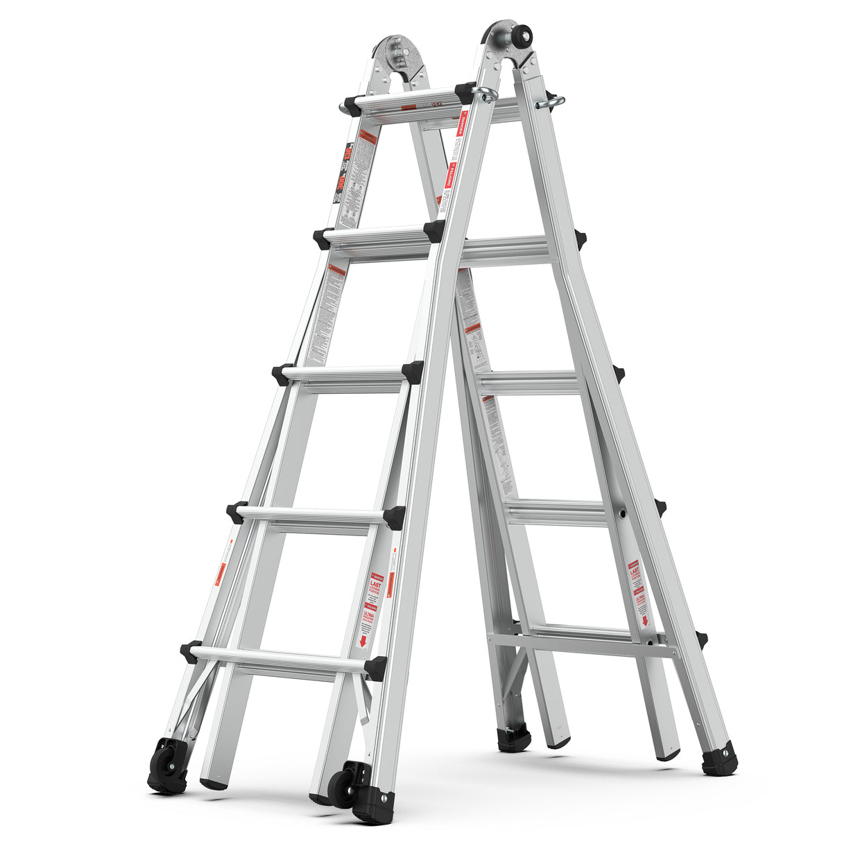 Aluminum Multi-Position Ladder with Wheels, 300 lbs Weight Rating, 22 FT - V.I.P Digital Presence