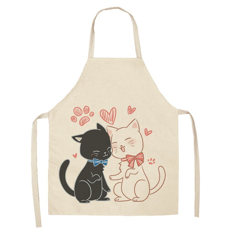 Cat Kitchen Aprons For Women Cotton Linen Bibs Household Cleaning Pinafore Home Cooking Apron kids kitchen barber - V.I.P Digital Presence