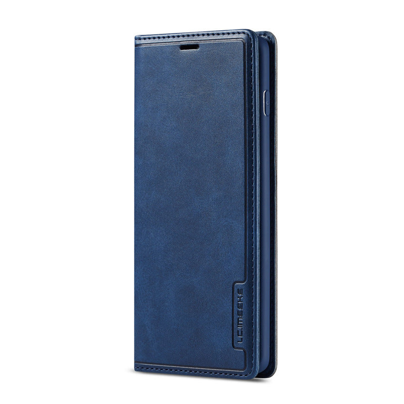 Funda para teléfono con tapa simple y diseño de piel de becerro para Apple iPhone 13, con tarjetero externo y soporte para negocios