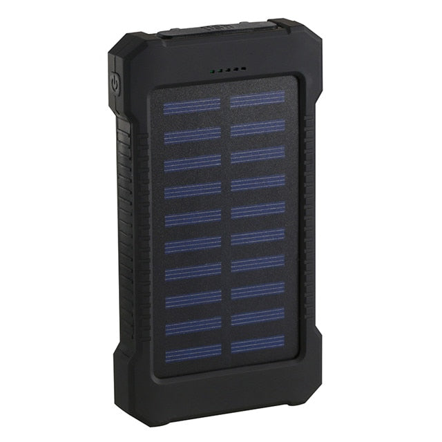 For Smartphone with LED Light Solar Power Bank Waterproof 20000mAh Charger 2 USB Ports External Charger Powerbank - V.I.P Digital Presence