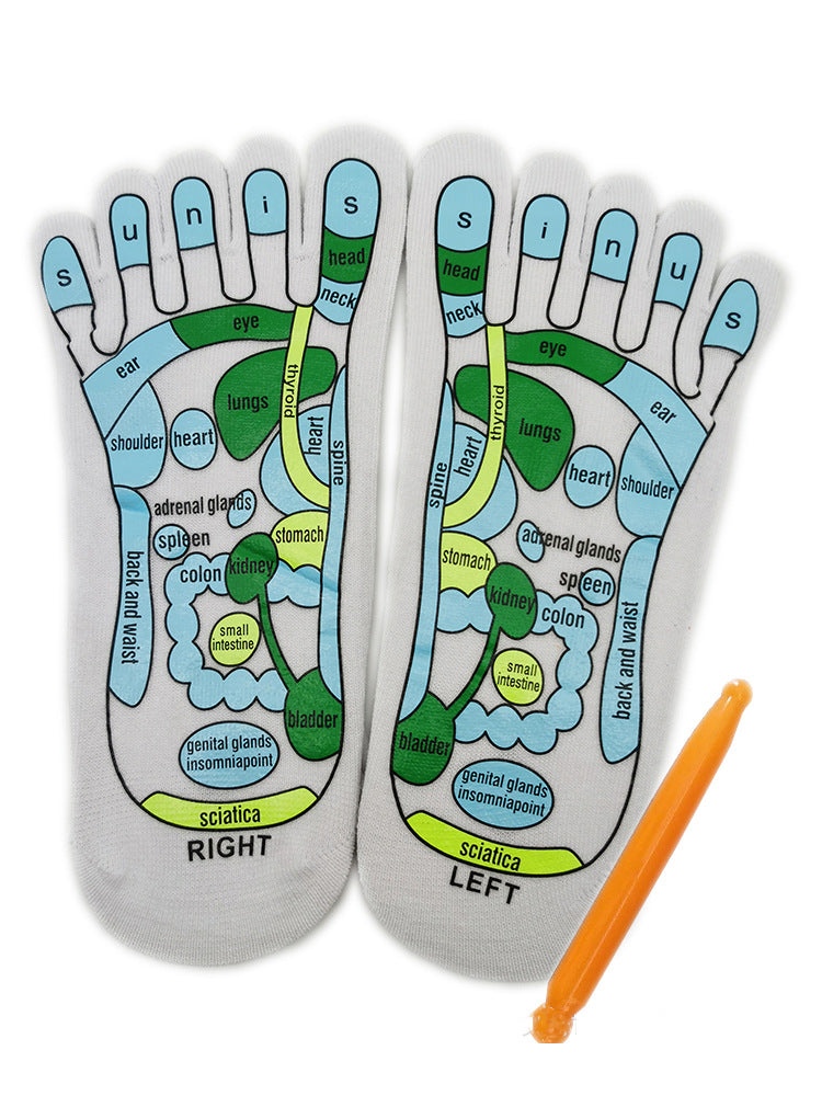 Five Finger Socks Health Care Socks Creative Acupoint Map Foot Massage Socks Cotton Socks - V.I.P Digital Presence