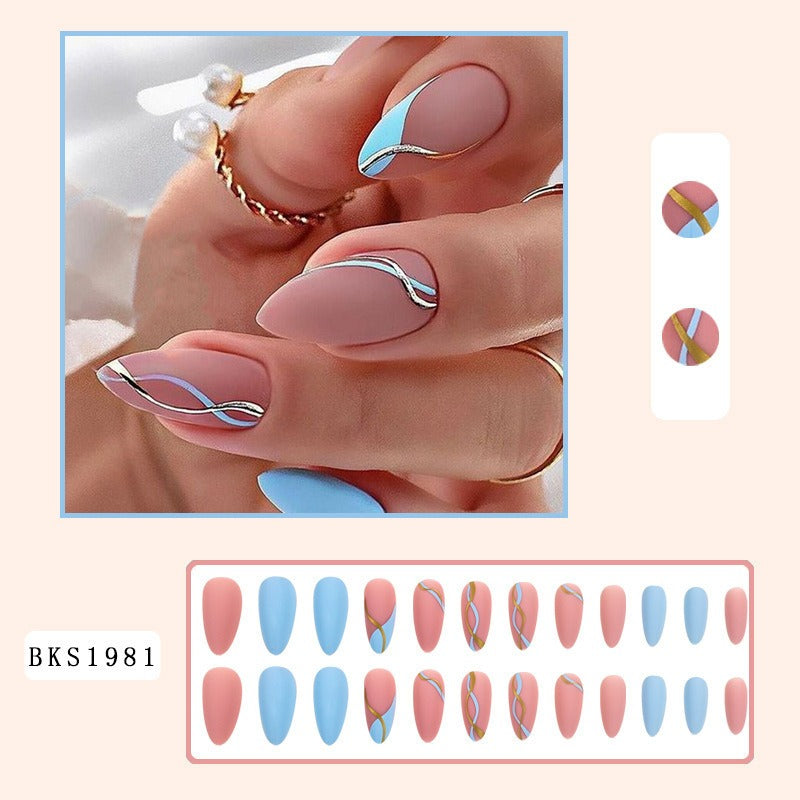 Nail Art Almond Nails Finished Wearable Nails Mid-Length Nail Art Patch Ins Style Hot Girl - V.I.P Digital Presence