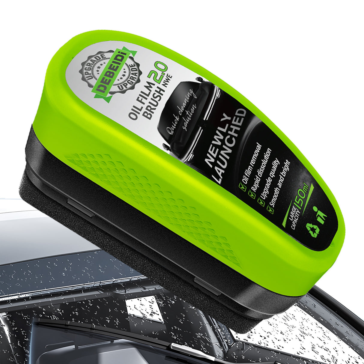 Car Glass Oil Film Remover with Sponge Cleaning Brush, Ideal for Front Inner Windshield Cleaning - V.I.P Digital Presence
