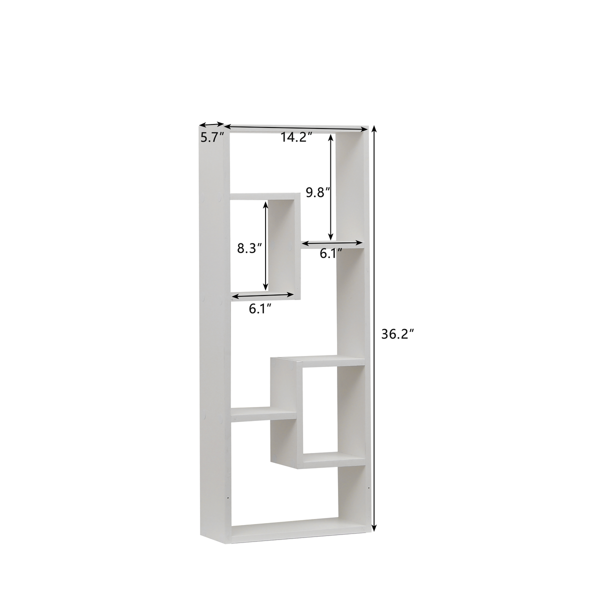 Bookshelf, Freestanding Wood Open Bookcase with 5 Cubes, with 2 keyhole hangers, Home Office Décor Rectangular Storage - V.I.P Digital Presence