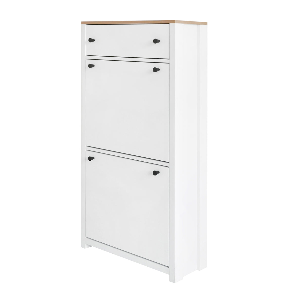 ONTREND with 2 flip drawers, top shoe cabinet with drawers, independent shoe rack with adjustable panel, white - V.I.P Digital Presence