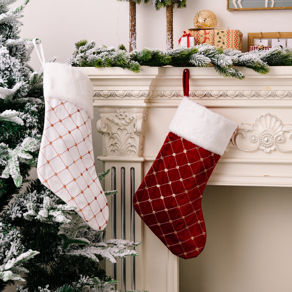 Christmas decoration supplies, high-end Christmas socks, red Christmas stockings, gift bags, tree hanging gift socks - V.I.P Digital Presence