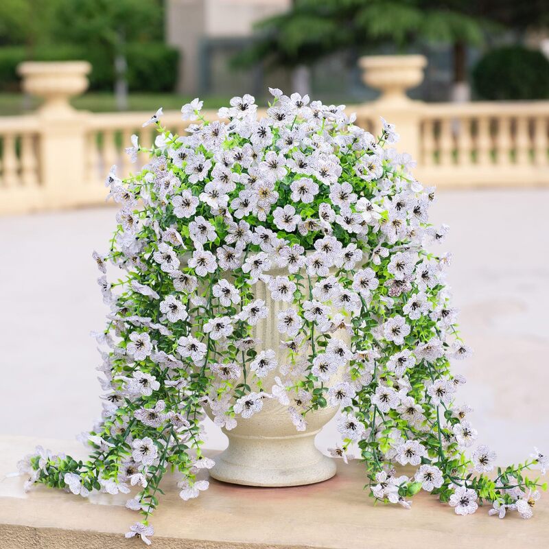Purple hanging artificial flowers, vines for wedding arch, home, garden, party, autumn decor, fake eucalyptus, plant decor, 2 pc - V.I.P Digital Presence