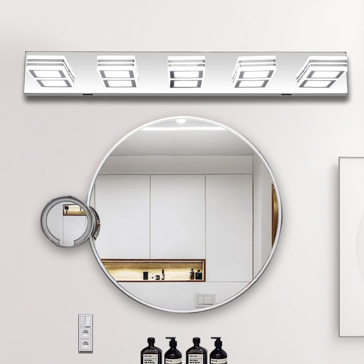 LED Modern Chrome Makeup Light, 5-Lights Acrylic Chrome Makeup Mirror Light - V.I.P Digital Presence
